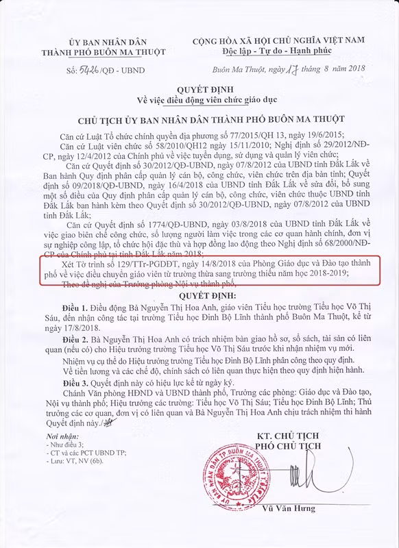 Quyết định số 5426/QĐ-UBND. (Ảnh: H.L) Quyết định số 5426/QĐ-UBND. (Ảnh: H.L)