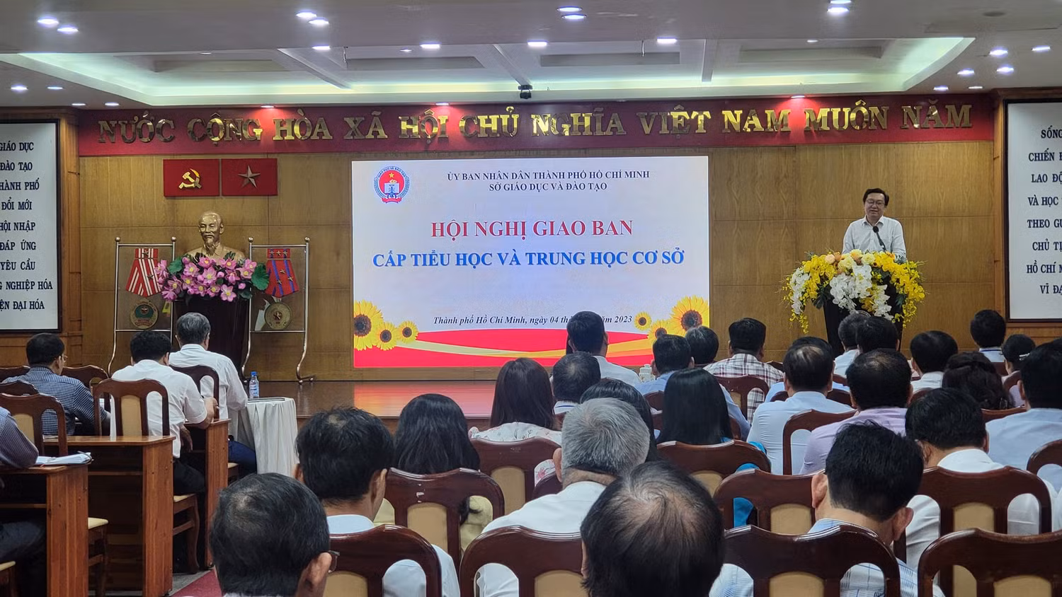 Hội nghị giao ban chuyên môn bậc tiểu học, trung học cơ sở của Thành phố Hồ Chí Minh ngày 4/10 (ảnh: V.D)