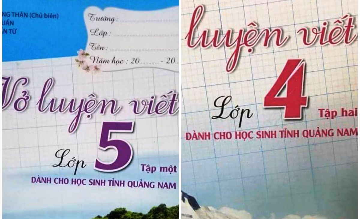 Vở luyện viết dành cho học sinh Quảng Nam được dành cho học sinh lớp 1 đến lớp 5. Ảnh: NP Vở luyện viết dành cho học sinh Quảng Nam được dành cho học sinh lớp 1 đến lớp 5. Ảnh: NP