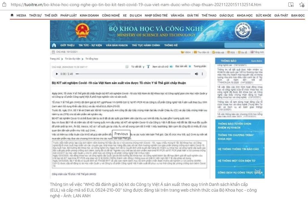 Ảnh báo Tuoitre.vn ngày 21/12/2021