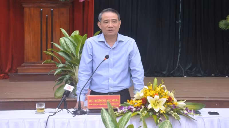 Ông Trương Quang Nghĩa, Bí thư Thành ủy Đà Nẵng nói không thể chấp nhận việc cán bộ can thiệp báo chí để không đăng bài về xây nhà trái phép. Ảnh: TT