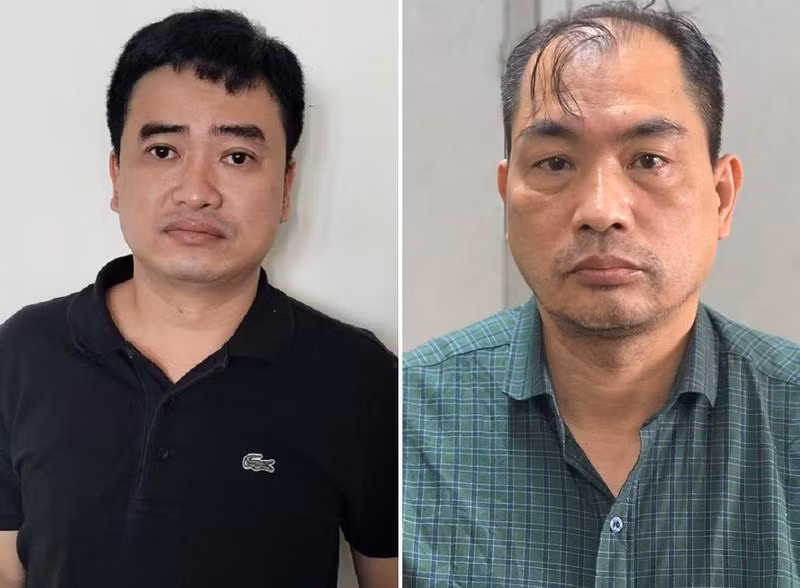 Đối tượng Phan Quốc Việt (áo đen) và đối tượng Phạm Duy Tuyến - Cựu Giám đốc CDC Hải Dương. Ảnh: Công thông tin Bộ Công an