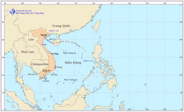 Chùm ảnh đường đi và vị trí cơn bão.