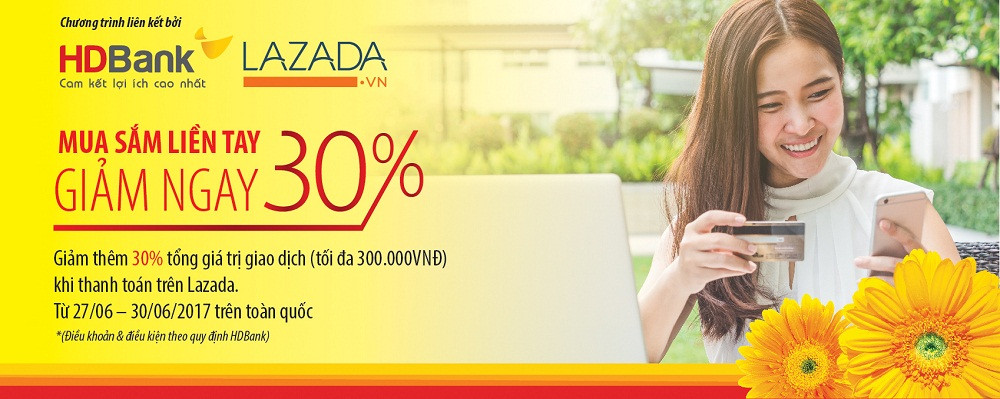 Mua sắm liền tay - Giảm ngay 30% với thẻ HDBank.